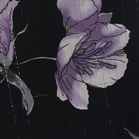 Ricki's Ladies Size 14 Black with Purple & Grey Flower Pattern Tunic - Picture 11 of 11